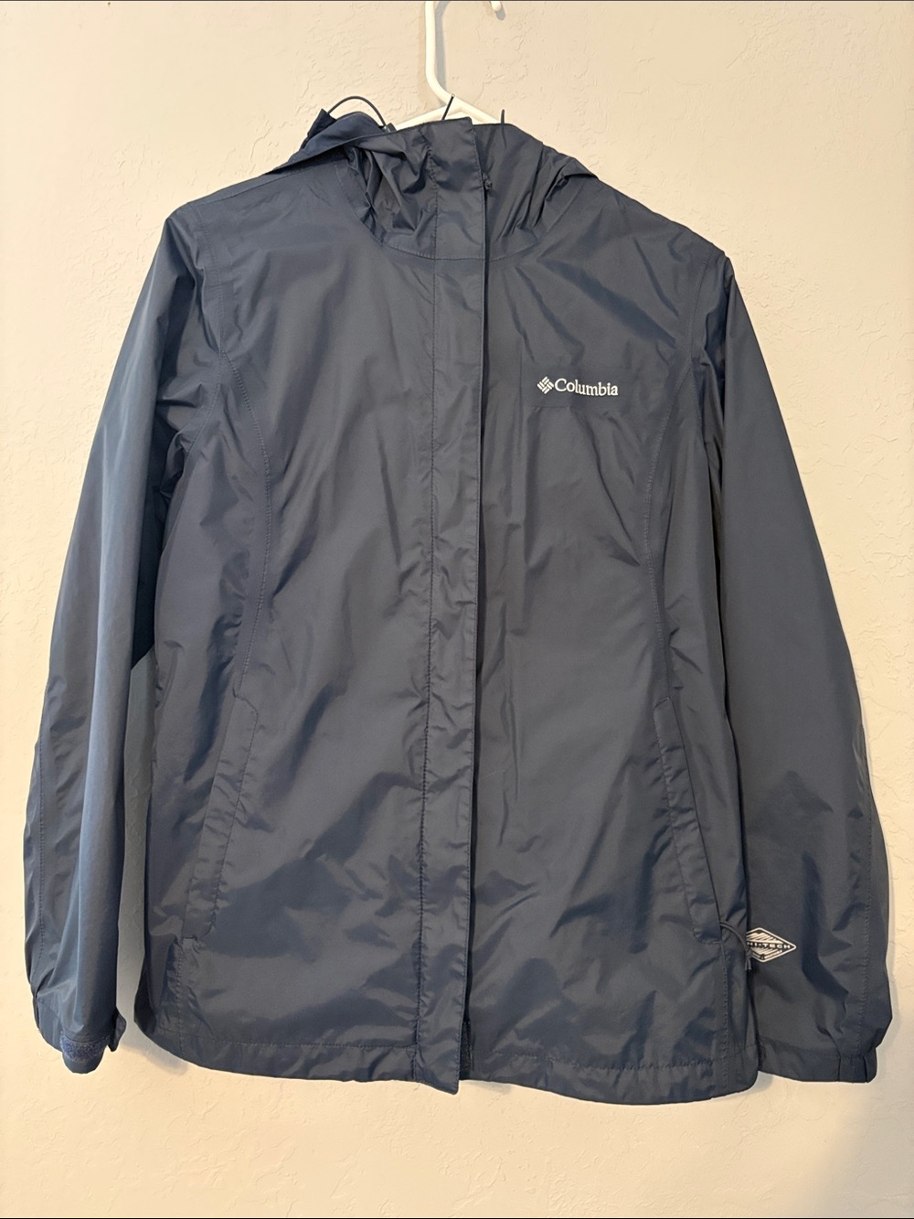 Columbia Navy Hooded Rain Jacket